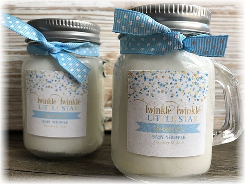 Baby Boy Shower Favors Blue Le Little Star Candle 4 75 Oz Soy Mason Jar