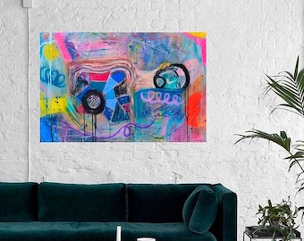 Surreal painting, Picasso Cubism Style painting, Original Abstract acrylic on Canvas, Modern Expressionist Art, Contemporary Artistic Decors