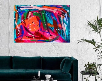 Colorful Abstract Art, Bold Expression Painting, Original Art on Canvas, Acrylic Painting on Stretched Canvas, Original Home Decors, Art