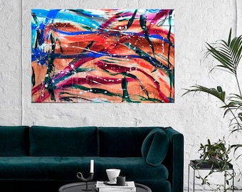 Bold Expressionist Painting, Abstract Wall Art, Original Canvas, One of a Kind Art, Large Wall hanging, Collectors Piece, Color Contemporary