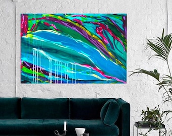 Green Abstract Art, Contemporary Abstract Painting, Original One of a Kind, Modern Abstract Wall Decors, Unique Acrylic Art, Vibrant Artwork