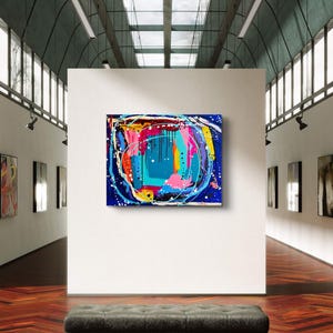 Colorful Expressionist Original 24x30 Acrylic Painting on Canvas: Mixed media artwork, original abstraction, vibrant non-figurative Art