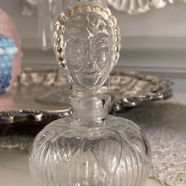 Vintage 1940s Hattie Carnegie Glass Figural Queen Lady Head Hypnotique Perfume Bottle Stopper 2 1/2” Replacement