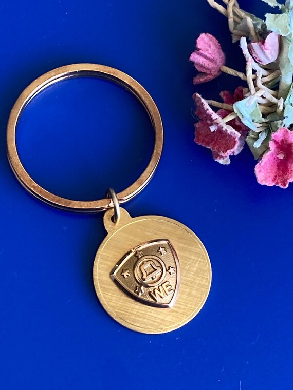 Vintage Advertising Key Chain Medallion Western Electric Employee Service Award Gold Filled