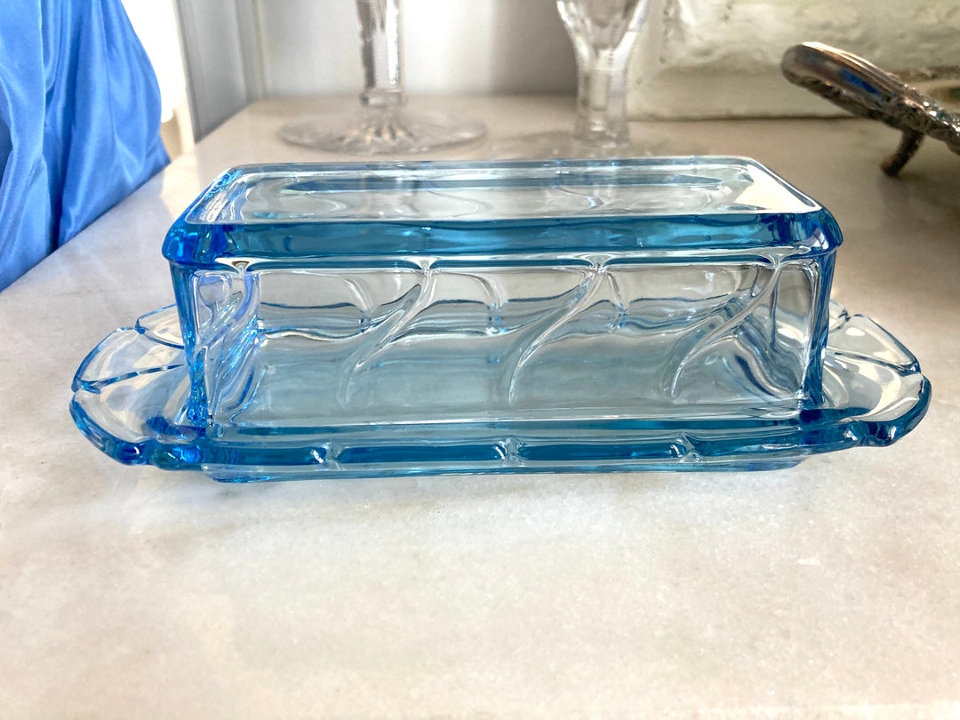 Rare Fostoria Jamestown Blue Glass Butter Dish Complete 8 X 3 Etsy