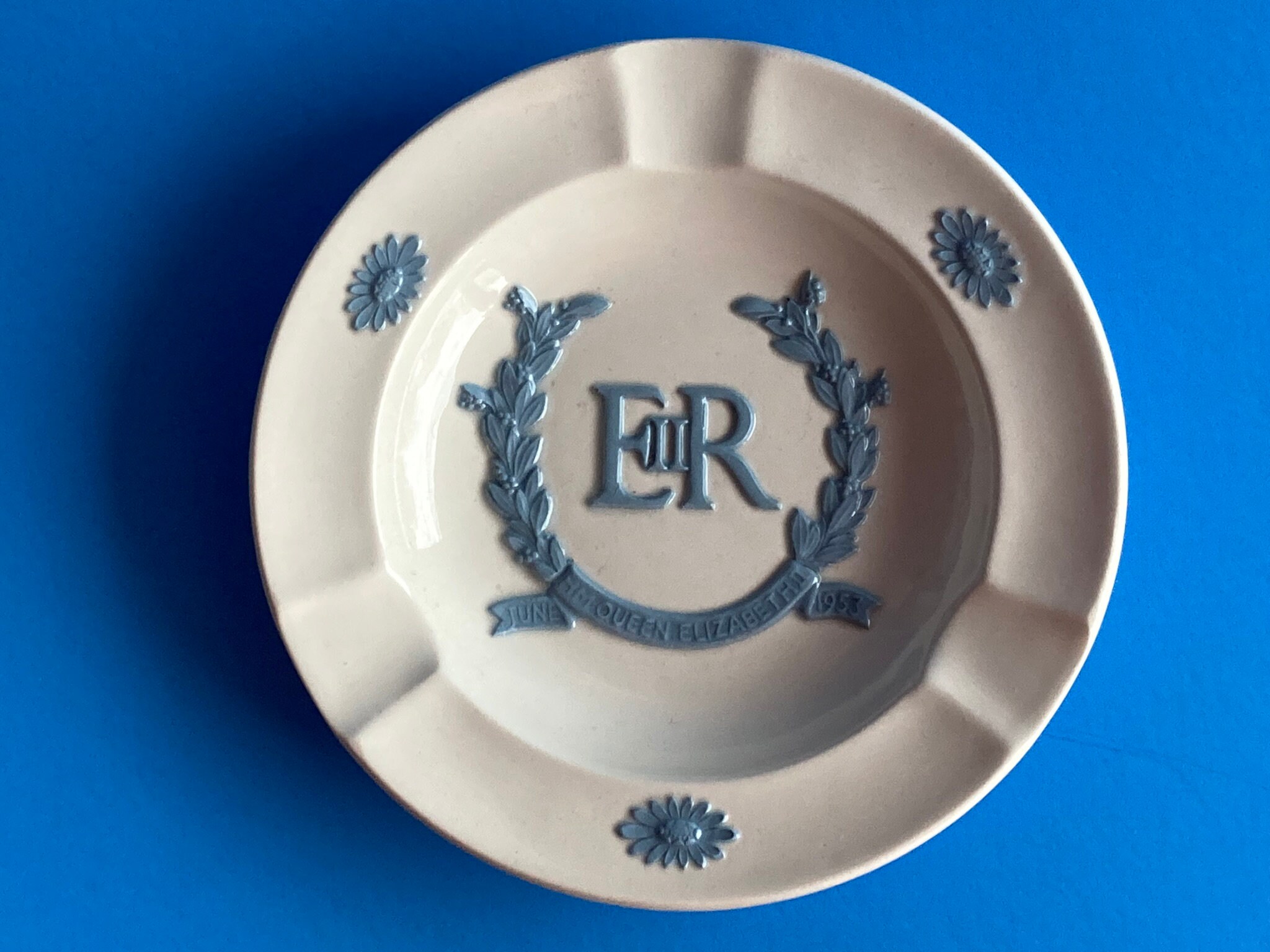 Vintage Wedgwood Queensware 1950s Queen Elizabeth Coronation Ashtray
