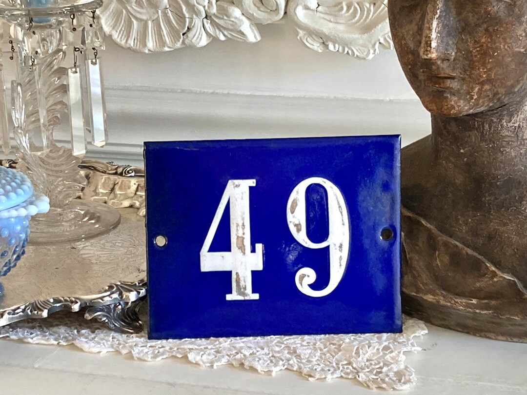 Vintage European Enamel on Iron House Number Gate Fence Paris Apartment