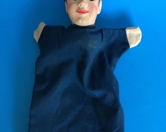 Vintage 1950s 1960s Cloth Policeman Rubber Face Hand Puppet By Hazelle USA