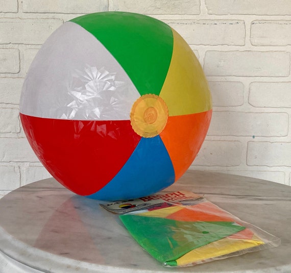 NOS Vintage 1960s 70s Hippie Beach Ball By PAAS Bright Colored Panels Vinyl 20 Inch