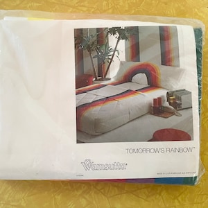 Vintage 1980 Wamsutta tomorrow’s rainbow twin flat sheet | NOS | old stock |