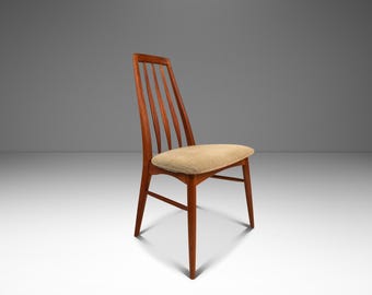 Single Danish Mid-Century Modern "Eva" Dining Chair w/ Sculpted Back in Teak by Niels Koefoed for Koefoeds Hornslet, Denmark, c. 1970s