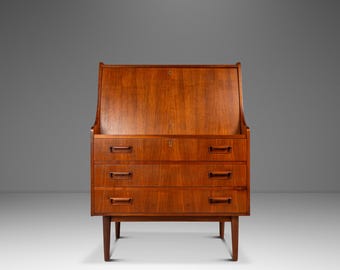 Rare Danish Mid-Century Modern Drop Down Secretary Desk in Walnut by Maurice Villency, Denmark, c. 1960s