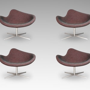 Set of Four (4) Postmodern Swivel-Base "K2" Magenta Chairs by Busk & Hertzog for Hightower, USA, c. 2000's