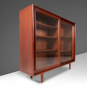 Danish Modern Glass Front Bookcase / Display Cabinet by Harry Ostergaard in Teak, c. 1960s