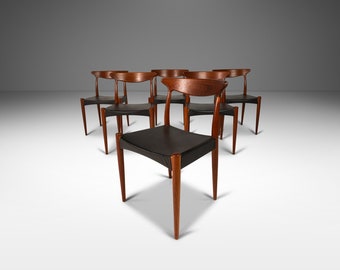 Set of Six (6) Model Mk 310 Dining Chairs by Arne Hovmand-Olsen with Original Leatherette Seats, Denmark, c. 1960's