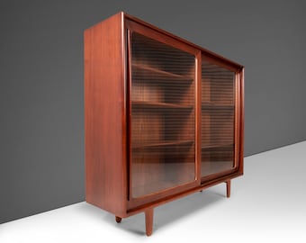 Danish Modern Glass Front Bookcase / Display Cabinet by Harry Ostergaard in Teak, c. 1960s