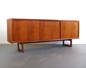 Danish Modern Teak Danish Sled Base Sideboard Credenza, Denmark