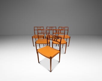 Set of Six (6) Danish Modern Møller Model 79 Side Chairs in Teak by Niels Otto Møller for J.L. Møller Mobelfabrik, Denmark, c. 1960's