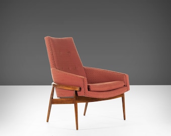 Mid Century Modern High Back Barrel Chair by Milo Baughman in Ruby Red, USA, c. 1960's