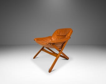 Scandinavian Modern Leather and Beech Wood Armchair / Lounge Chair by Göte Möbler, Sweden, c. 1970's