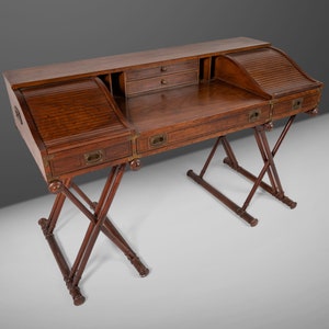 Drexel Oxford Square Series Campaign Desk in Pecan, c. 1970 image 2