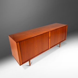 Expansive Danish Mid-Century Modern Credenza / Sideboard w/ Tambour Doors in Teak Attributed to Arne Vodder, Denmark, c. 1960s