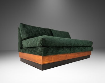 Mid-Century Modern Brutalist Platform Loveseat Sofa in Walnut by Adrian Pearsall for Craft Associates, USA, c. 1960's