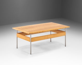 Mid Century Modern Honey Oak Coffee Table Attributed to Sven Ivar Dysthe for Dokka, c. 1970s