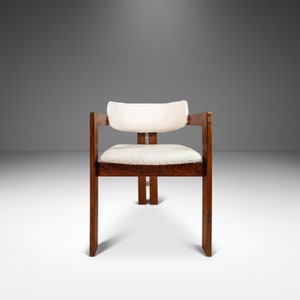 Set of Six 6 Pamplona Arm Dining Chairs in Rosewood & White Bouclé After Augusto Savini, c. 1970's imagem 6