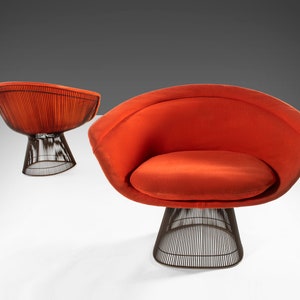 Set of Two 2 Lounge Chairs by Warren Platner for Knoll in Original Red Knoll Fabric, c. 1966 image 1