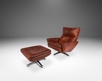 Danish Modern 'Fåtölj' Model 68 Lounge Chair & Ottoman in Leather by Georg Thams for A. S. Vejen, Denmark, c. 1960's