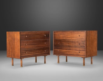 Rare Set of Two (2) Mid Century Modern Three-Drawer Dressers in Mahogany by Harvey Probber, USA, c. 1960's