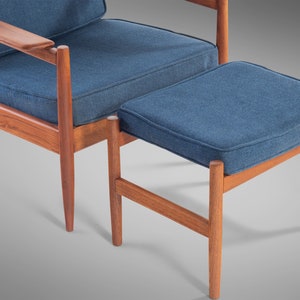 Lounge Chair and Ottoman Attributed to Arne Vodder in Teak w/ New Blue Knit Upholstery, c. 1960s image 10