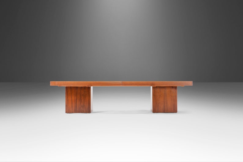 Mid Century Modern Expanding Coffee Table in Walnut & Formica by John Keal for Brown Saltman, USA, c. 1960's image 4