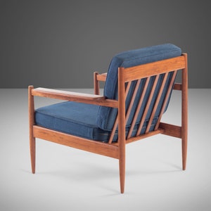 Lounge Chair and Ottoman Attributed to Arne Vodder in Teak w/ New Blue Knit Upholstery, c. 1960s image 6