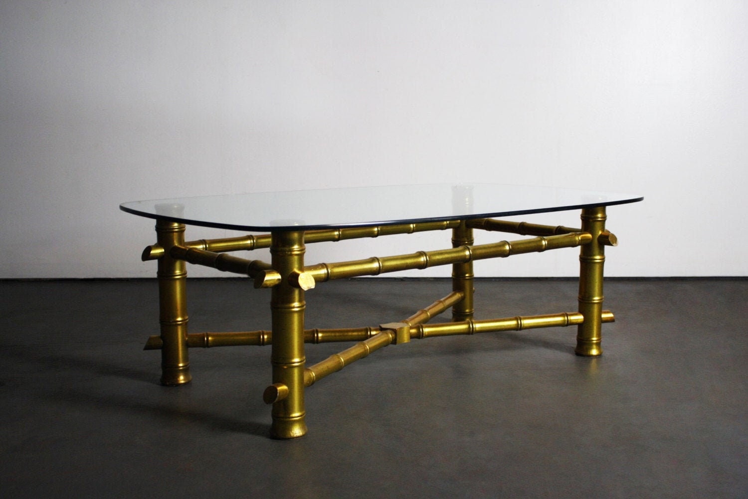 Hollywood Regency Gold Leaf Faux Bamboo Coffee Table Etsy