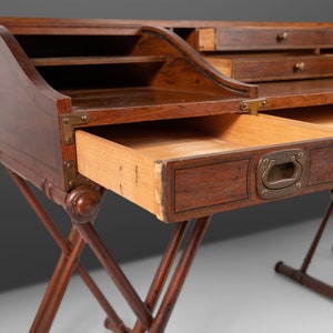 Drexel Oxford Square Series Campaign Desk in Pecan, c. 1970 image 6