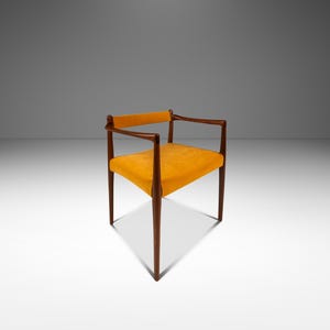 RARE Danish Mid-Century Modern Sculpted Armchair in Teak & Velour by Helge Vestergaard Jensen for Peder Pederse, Denmark, c. 1960s