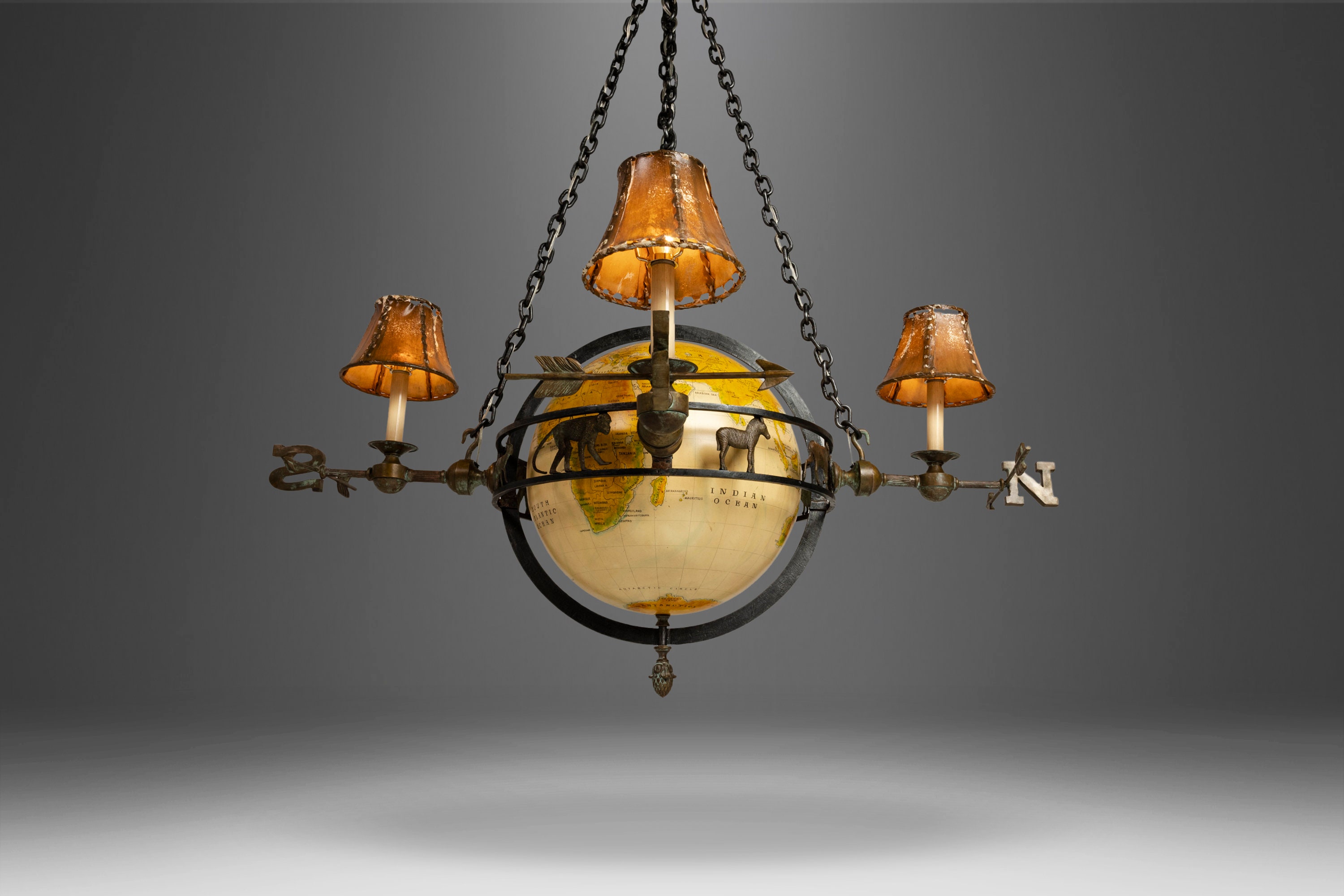 Substantial Brass Vintage Globe / Compass Chandelier by - Etsy Denmark Substantial Brass Vintage Globe / Compass Chandelier by - Etsy Denmark