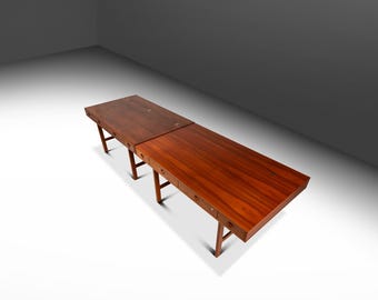 Rare Set of Two (2) Matching Danish Modern Flip-Top Executive Desks in Teak by Peter Løvig Nielsen, Denmark, c. 1960s