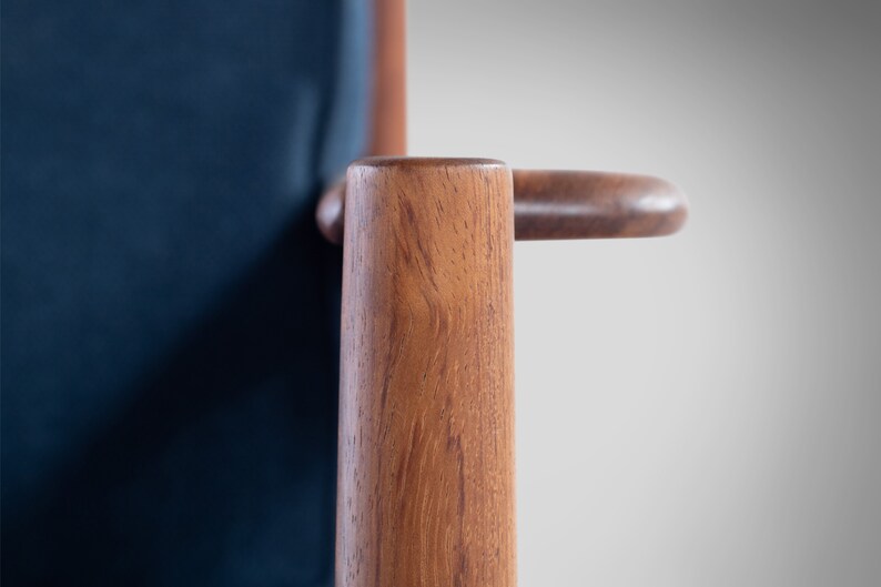 Lounge Chair and Ottoman Attributed to Arne Vodder in Teak w/ New Blue Knit Upholstery, c. 1960s image 8