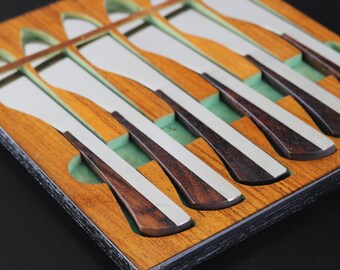 Mid Century Modern Wall Hanging Knife Set in Brazilian Rosewood, 1960s