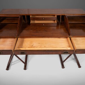 Drexel Oxford Square Series Campaign Desk in Pecan, c. 1970 image 5