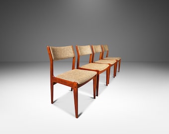 Set of Four (4) Danish Mid-Century Modern Dining Chairs in Solid Teak & Original Fabric by D-SCAN, c. 1970's