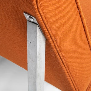 Three Seat Sofa / Bench in Original Orange Upholstery on a Chrome Base After Florence Knoll, c. 1960s image 8