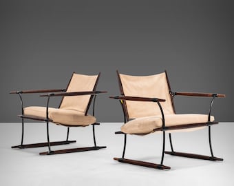 Stokke Lounge Chairs by Jens H. Quistgaard for Nissen Langaa Restored in Suede Leather on a Rosewood Frame, Denmark