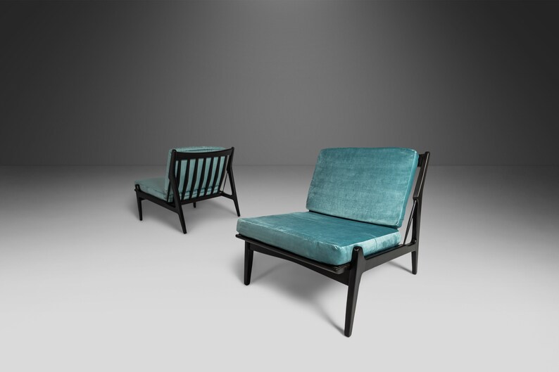 Set of Two 2 Rare Lounge Chairs by Ib Kofod Larsen for Selig, Denmark, c. 1950's image 1