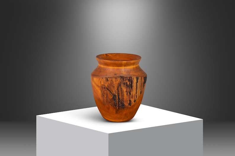 Mid Century Modern Solid Birch Wood Turned Vase by Joseph Thompson, United States, c. 1970s image 1