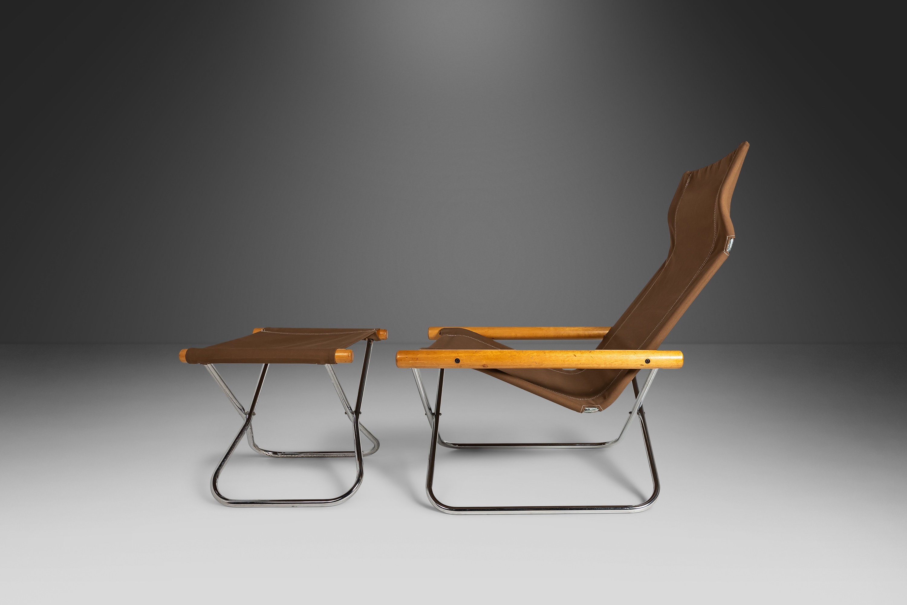 Mid Century Modern NY Folding Chair and Ottoman by Takeshi Mid Century Modern NY Folding Chair and Ottoman by Takeshi