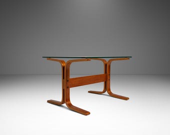 Mid-Century Scandinavian Modern "Siesta" Occasional / Side Table in Beech w/ Glass Top by Ingmar Relling for Westnofa, Norway, c. 1970s
